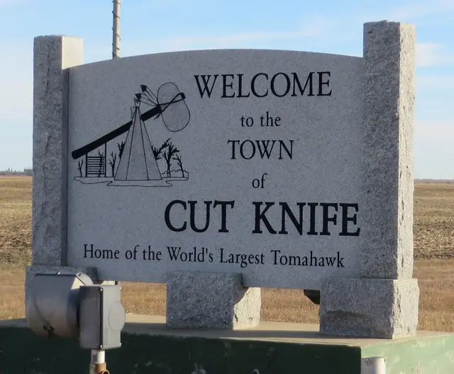 Cut Knife welcome sign
